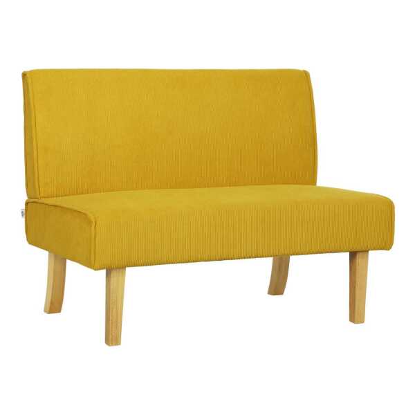 HOMCOM 2-Sitzer Couch mit Cord-Optik, Holzbeine, Gepolsterter Polstersofa, 1 Teile, für Schlafzimmer, Wohnzimmer, 110 x 62 x 85 cm, Gelb