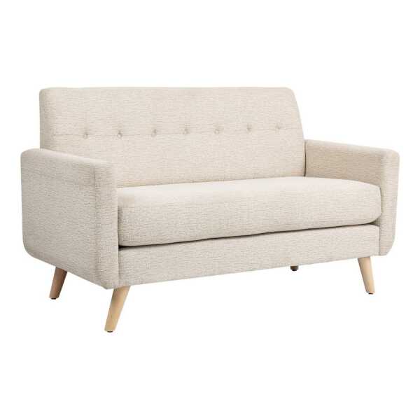 HOMCOM 2-Sitzer Polstersofa im Modern-Stil mit Holzbeine, Samtoptik, Doppelsofa 1 Teile, für Schlafzimmer, Wohnzimmer, Beige