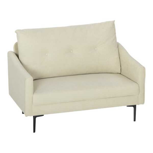 HOMCOM 2-Sitzer Polstersofa mit Armlehne, Samtoptik, Couch 1 Teile, für Wohnzimmer, Schlafzimmer, Metallrahmen, Cremeweiß