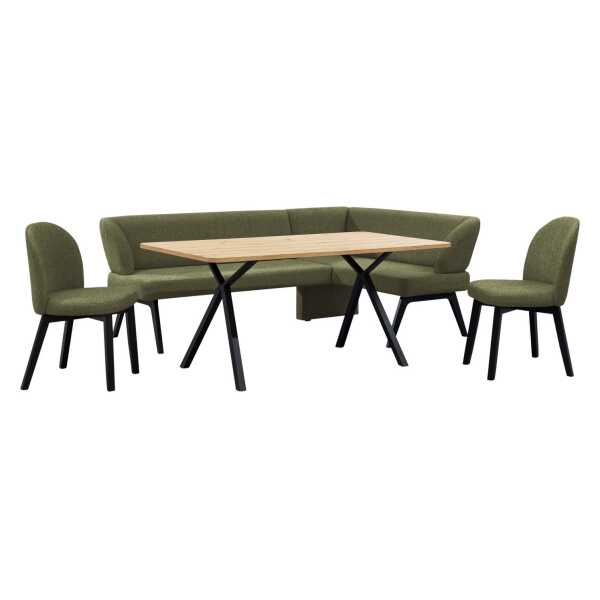 Home affaire Eckbankgruppe Aretha Essecke, Sitzgruppe, Eckbank, Küchenbank, (Set, 4-tlg., 4er), Esszimmer Sitzgruppe, Tisch, Stühle und Bank gepolstert, Nosagfederung