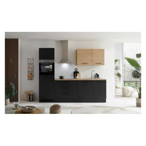 KOCHSTATION Küchenzeile KS-Malfi, Breite 260cm, wahlweise mit E-Geräten, Arbeitsplatte 38mm Stärke