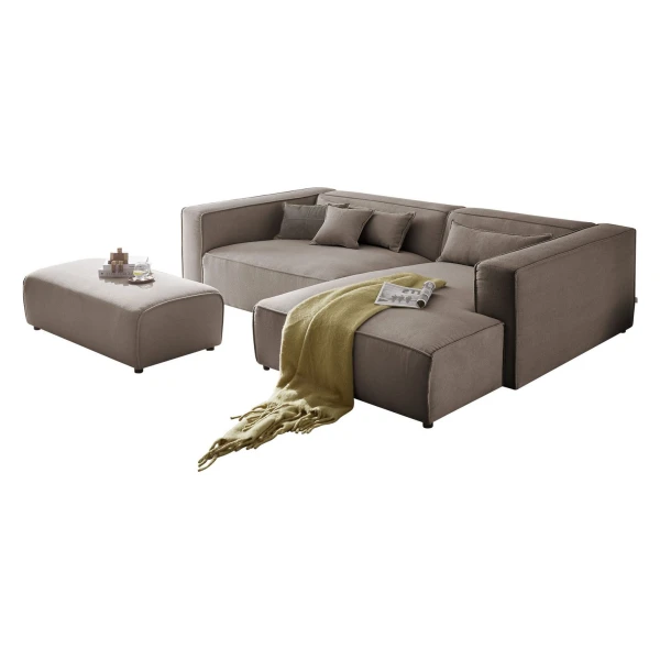 LeGer Home by Lena Gercke Ecksofa PIARA XXL, L-Form, Schlaffunktion, Cord, Leinenoptik o. Strukturstoff, Hocker stellbar zum Schlafsofa (Krokodilverbinder), tiefe Sitzfläche