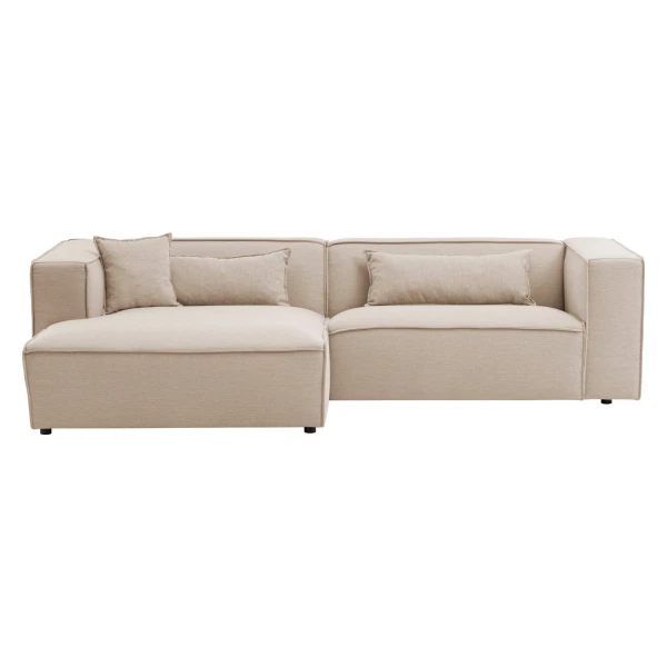 LeGer Home by Lena Gercke Ecksofa PIARA mit Kedernaht, Cord, Leinenoptik o. Strukturstoff, Couch, L-Form, wahlweise Ottomane rechts/links, schwarze Füße, bequemer Sitzkomfort