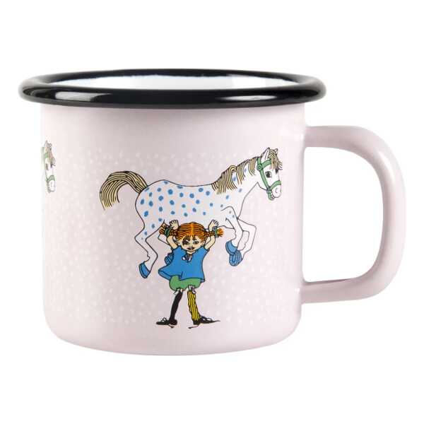 Muurla Pippi and the horse Emaillierte Tasse 1,5 dl Light Pink