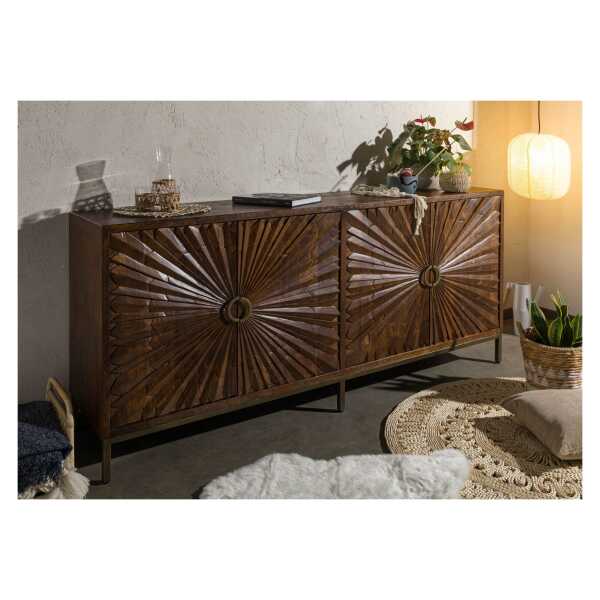 Sideboard Mango 201x48x89 braun lackiert STILMÖBEL #129