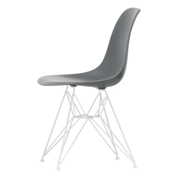 Vitra - Eames Plastic Side Chair DSR RE, weiß / granitgrau (Filzgleiter weiß)
