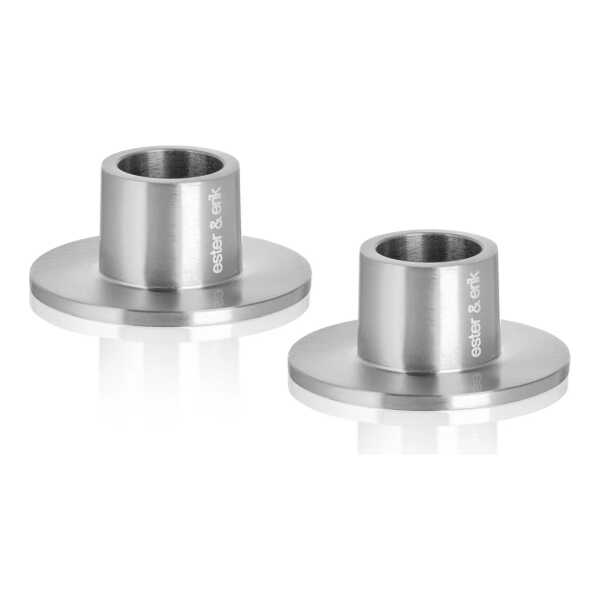 ester & erik - Kerzenhalter für Spitzkerzen, ⌀ 4 cm, silber / matt (2er-Set)