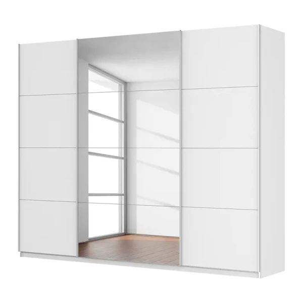 Schwebetürenschrank pure reflect 270 x 222cm Beige/Alpinweiß 3 Türen