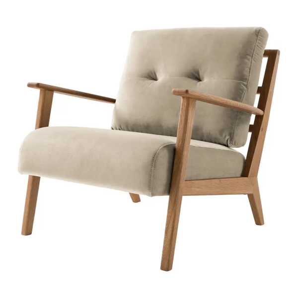 Sessel Beige/Beige Samt Shyla 83 x 80 x 75cm