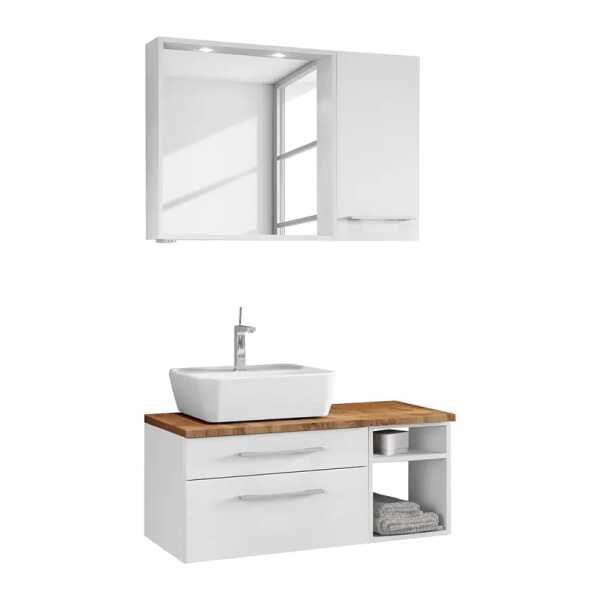 Badezimmerset IV 3-teilig 90 x 200 x 47cm Weiß/Weiß
