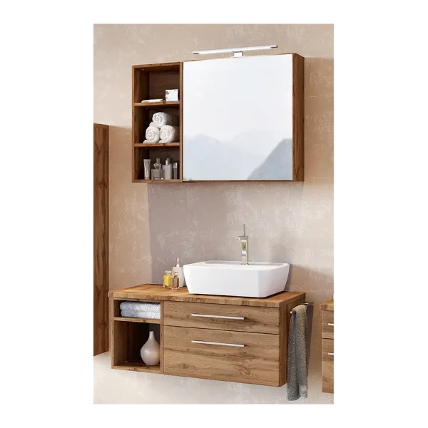 Badezimmerset I 3-teilig 90 x 200 x 47cm Braun/Wotaneiche Dekor