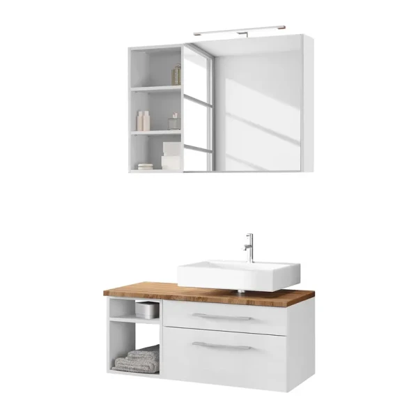 Badezimmerset VIII 3-teilig 90 x 200 x 47cm Weiß/Weiß