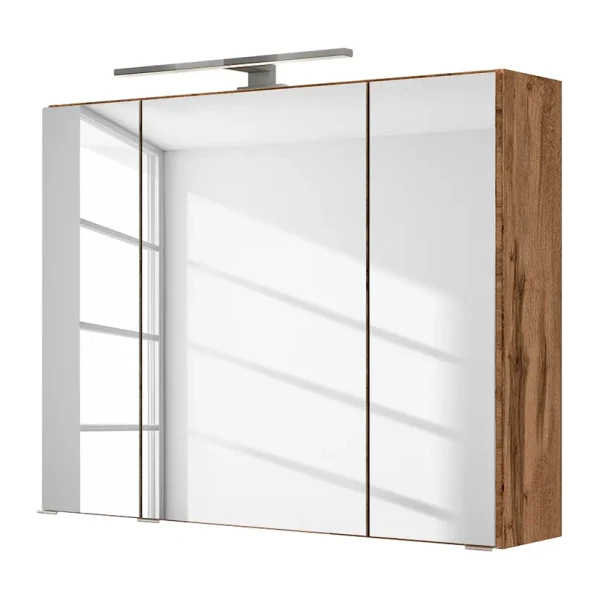 Spiegelschrank Tira 80cm Braun/Wotaneiche Dekor