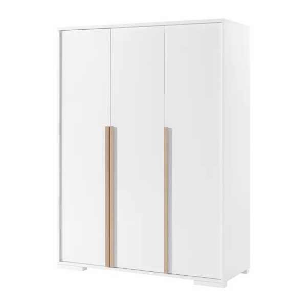 Drehtürenschrank London 146 x 195 x 56cm Weiß/Weiß/Buche