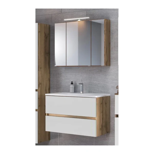 Badezimmerset I 2-teilig 80cm Weiß/Matt Weiß