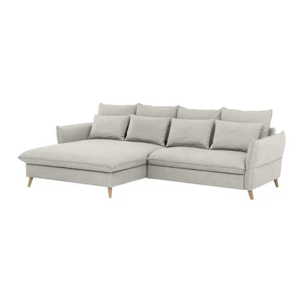 Ecksofa Sketty Grau/Hellgrau Microfaser 274 x 88 x 170cm Longchair davorstehend links Keine Funktion Modern