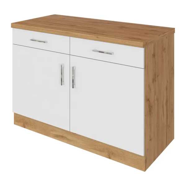 Unterschrank Sorrento I 100cm Weiß/Wotaneiche Dekor/Weiß
