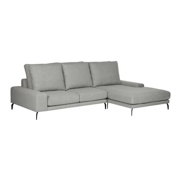 Ecksofa mit Longchair Grau/Lichtgrau Webstoff Sogol 290 x 95 x 185cm Longchair davorstehend rechts Modern
