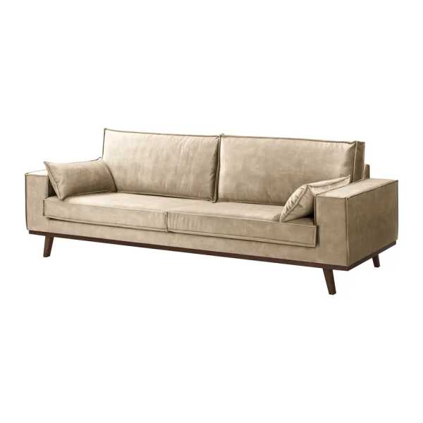 Sofa Jurga 3-Sitzer Beige Samt Tomi 239 x 81 x 91cm Modern