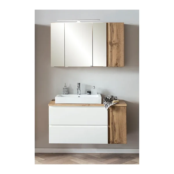 Badezimmerset IV 2-teilig 105 x 200 x 47cm Ausrichtung links Weiß/Matt Weiß