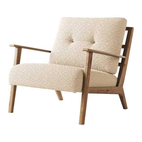 Sessel Beige/Beige Teddy-Bouclé Stoff Bony 83 x 80 x 75cm