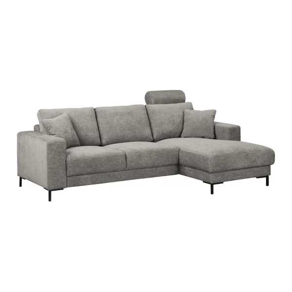 Ecksofa mit Longchair Grau Webstoff Cieli 240 x 85 x 150cm Longchair davorstehend rechts Modern