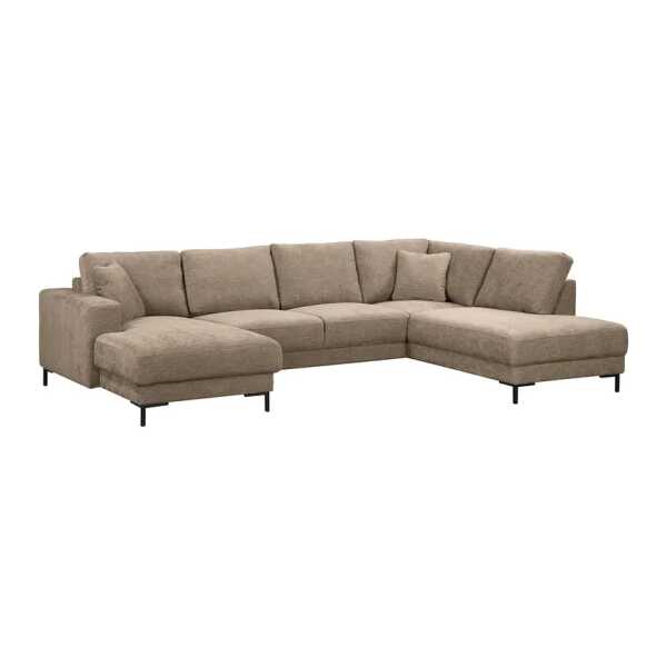 Wohnlandschaft Beige Webstoff Cieli 305 x 85 x 200cm Longchair davorstehend links Modern