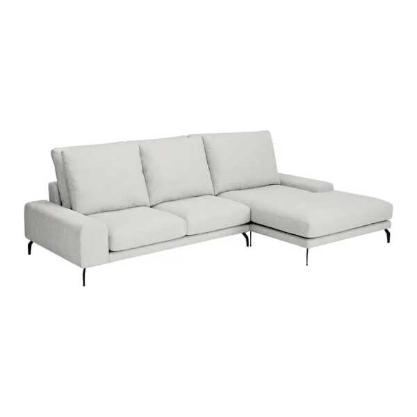 Ecksofa mit Longchair Grau Strukturstoff Luela 290 x 95 x 185cm Longchair davorstehend rechts Modern