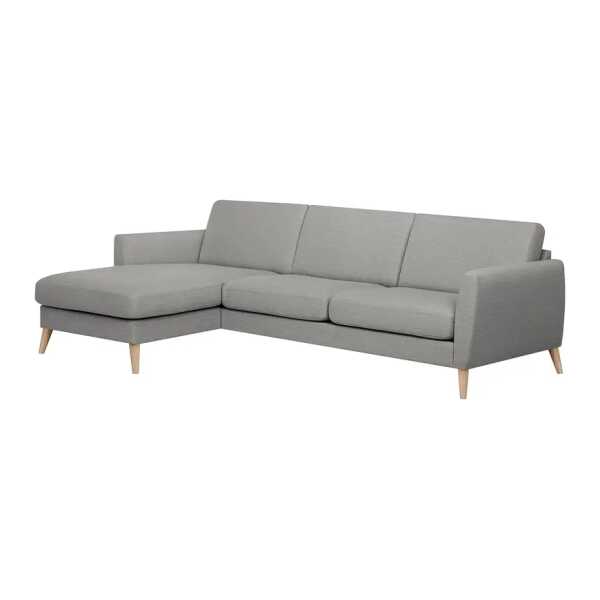 Ecksofa Tuena mit Longchair Grau Webstoff Inas 270 x 80 x 149cm Longchair beidseitig montierbar Modern
