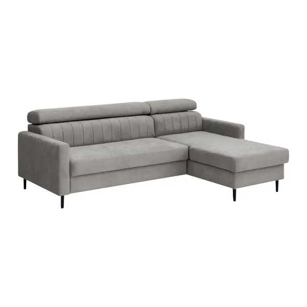 Ecksofa Chelsfield Grau Microfaser Sole 230 x 86 x 164cm Longchair davorstehend rechts Modern