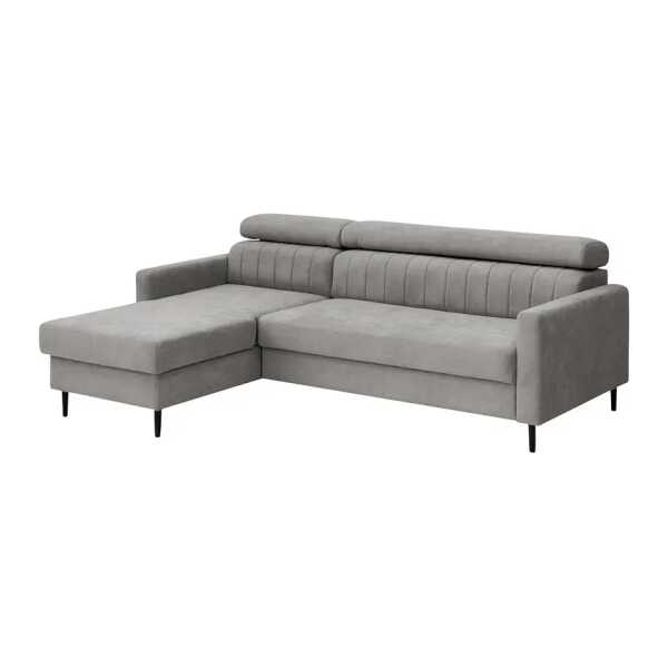 Ecksofa Chelsfield Grau Microfaser Sole 230 x 86 x 164cm Longchair davorstehend links Modern