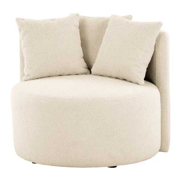 Sessel Lopala Weiß Bouclé Stoff Nola 91 x 78 x 91cm