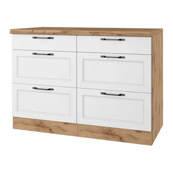 Unterschrank Meran 4 Auszüge 120 x 86 x 60cm Weiß/Matt Weiß