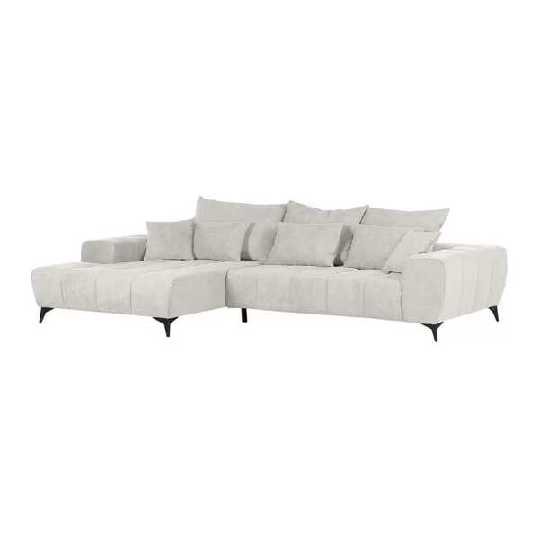 Ecksofa Ranevichi Grau Microfaser Reana 300 x 60 x 205cm Longchair davorstehend links