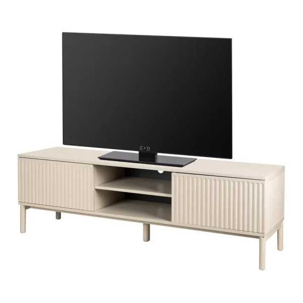 TV-Lowboard Front & Korpus: MDF Mitteldichte Holzfaserplatte , lackiert Gestell: Massivholz Buche, lackiert Beige/Kaschmir 180 x 55 x 40cm