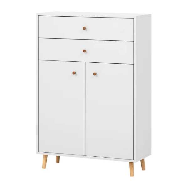 Unterschrank Bjarne mit 2 Türen 77 x 113 x 33cm Weiß/Matt Weiß