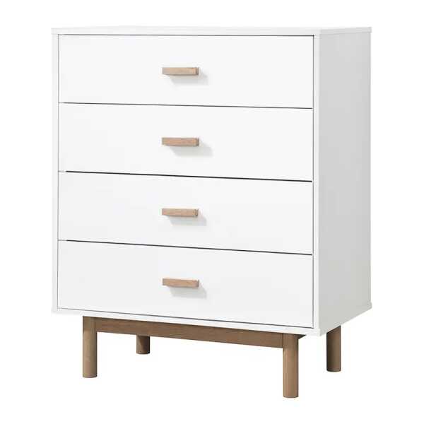 Kommode Purmel 80 x 100 x 44cm Weiß/Weiß/Eiche Dekor
