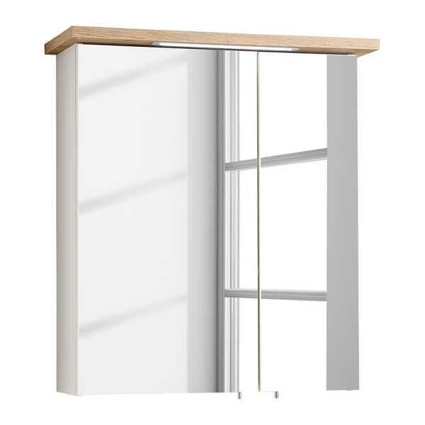 Beleuchteter Spiegelschrank 60 x 72 x 20cm Braun/Beige