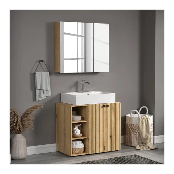 Badzimmerset Bliss 2-teilig 90 x 186 x 53cm Braun/Eiche Dekor