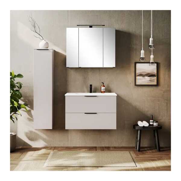 Badset 3-teilig Becken Weiß 110 x 200 x 47cm Beige/Kaschmir