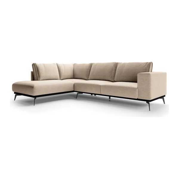Ecksofa Coyah mit Ottomane Beige Strukturstoff Luela 293 x 87 x 200cm Ottomane davorstehend links ohne Schlaffunktion Modern