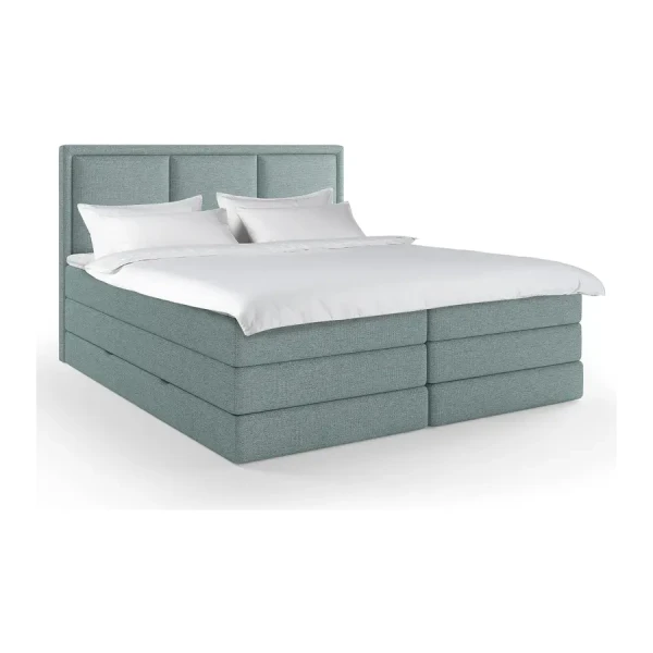 Boxspringbett Coolyu 200 x 220cm Webstoff Aranja Beige Wendbar H2/H3 Kaltschaumtopper