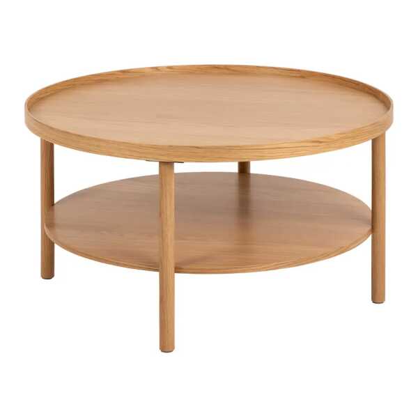 Furnierter Couchtisch Sheoka Ø 80cm Braun/Beige