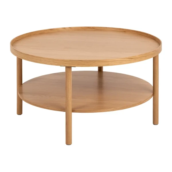 Furnierter Couchtisch Sheoka Ø 80cm Braun/Beige