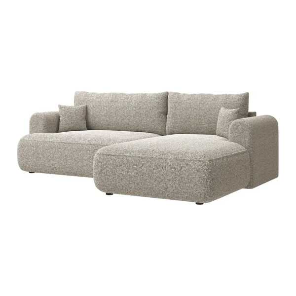 Ecksofa mit Schlaffunktion Typ A Beige Strukturstoff Purna 260 x 93 x 165cm Longchair davorstehend rechts mit Schlaffunktion Modern