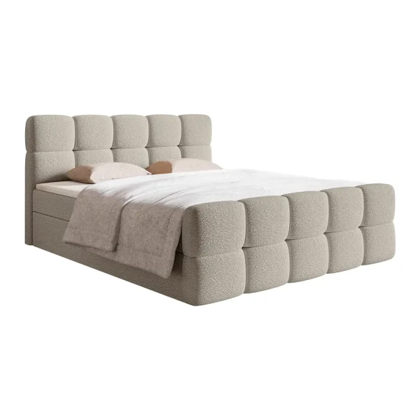 Boxspringbett 160 x 200cm Bouclé Stoff Leke Grau