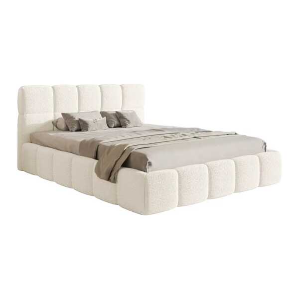 Polsterbett 160 x 200cm Bouclé Stoff Leke Beige Kein Bettkasten