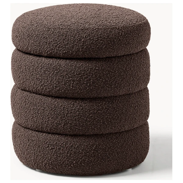 Bouclé-Polsterhocker Alto mit Stauraum