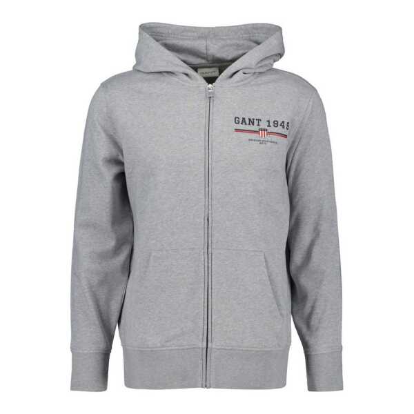 Gant Kapuzensweatjacke GRAPHIC FULL ZIP HOODIE Kängurutasche, Rippbündchen, Print