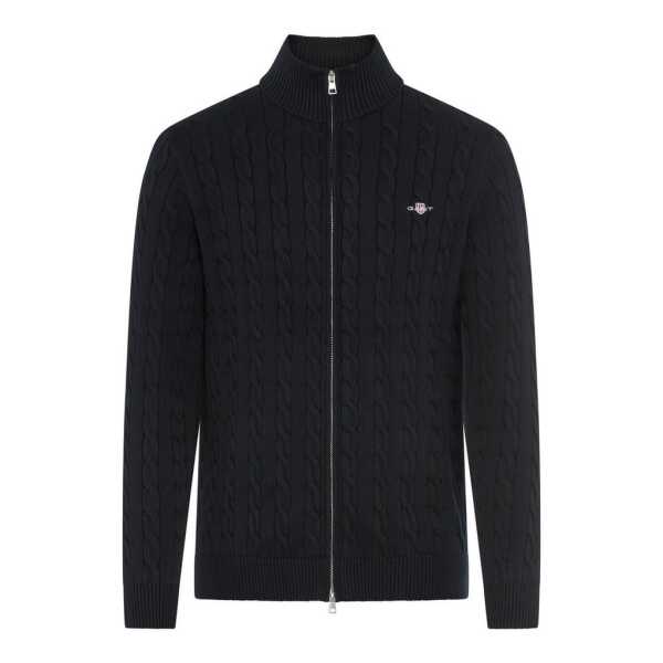 Gant Strickjacke COTTON CABLE ZIPPED CARDIGAN mit Stehkragen, regular fit, Zopfmuster